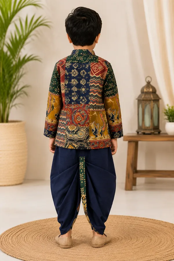 Boys_Ethnic_Patchwork_Kurta_With_Dhoti_Pant_Set