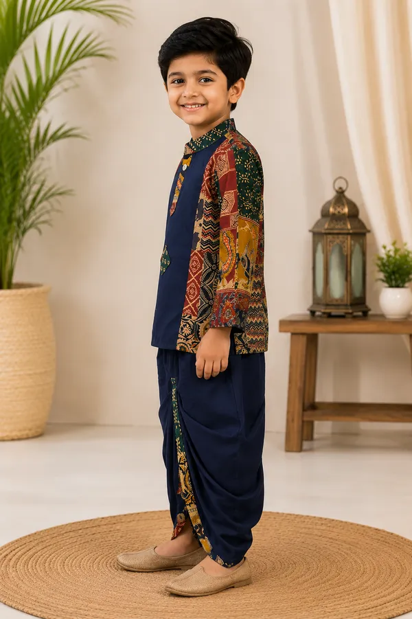 Boys_Ethnic_Patchwork_Kurta_With_Dhoti_Pant_Set