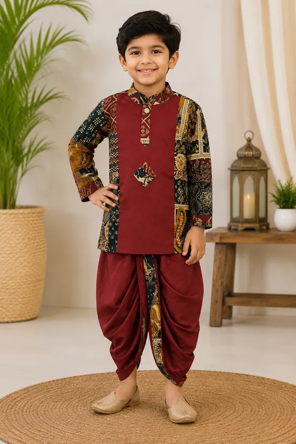Boys_Festive_Maroon_Ethnic_Dhoti_Outfit