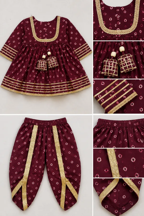 Girls_Maroon_Printed_Kurta_Dress_with_Dhoti_Pants_&_Gold_Border_–_Festive_Ethnic_Set