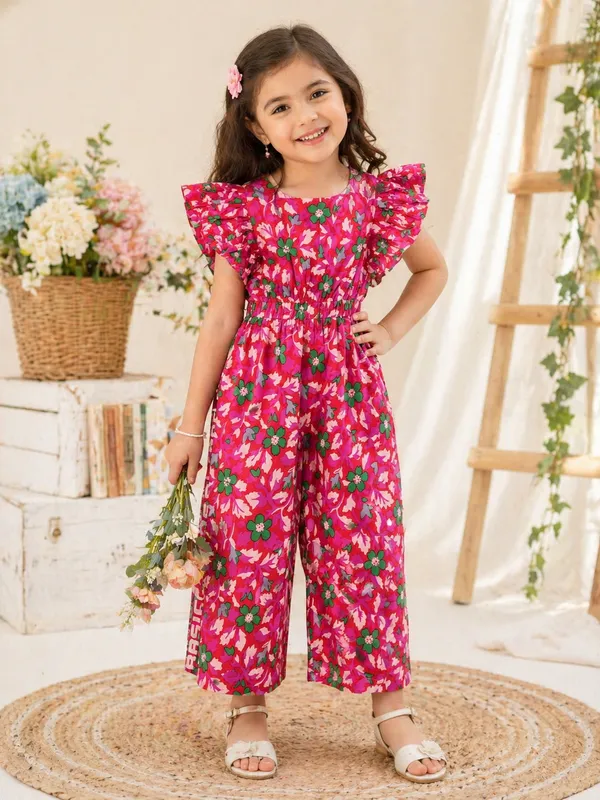 Girls_Pink_Floral_Cotton_Jumpsuit_With_Ruffle_Sleeves