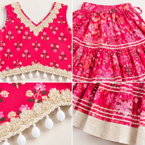 Girls_Pink_Floral_Printed_Lehenga_Choli_Set