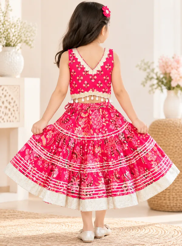 Girls_Pink_Floral_Printed_Lehenga_Choli_Set