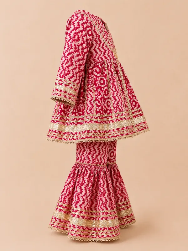 Girls_Red_Bandhani_Print_Sharara_Dress_Set_With_Gota_Patti_Detailing