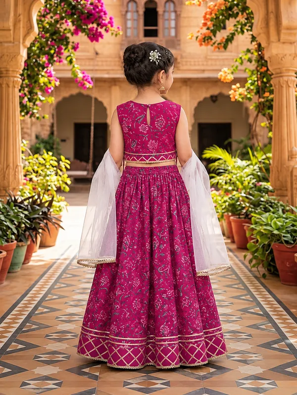 Girls’_Floral_Print_Festive_Lehenga_Choli_with_Dupatta