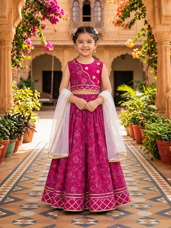 Girls’_Floral_Print_Festive_Lehenga_Choli_with_Dupatta