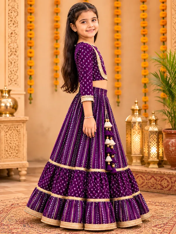 Kids_Girls_Purple_Printed_Lehenga_Choli_Set_with_Tassels