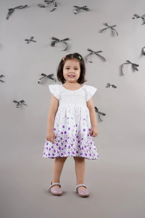 White_Cotton_Floral_Printed_Fit_Flare_Dress_For_Girls