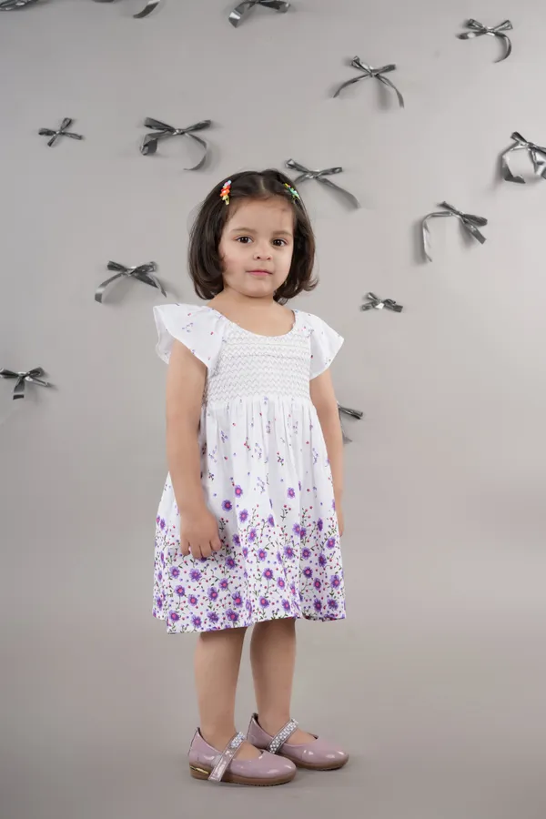 White_Cotton_Floral_Printed_Fit_Flare_Dress_For_Girls