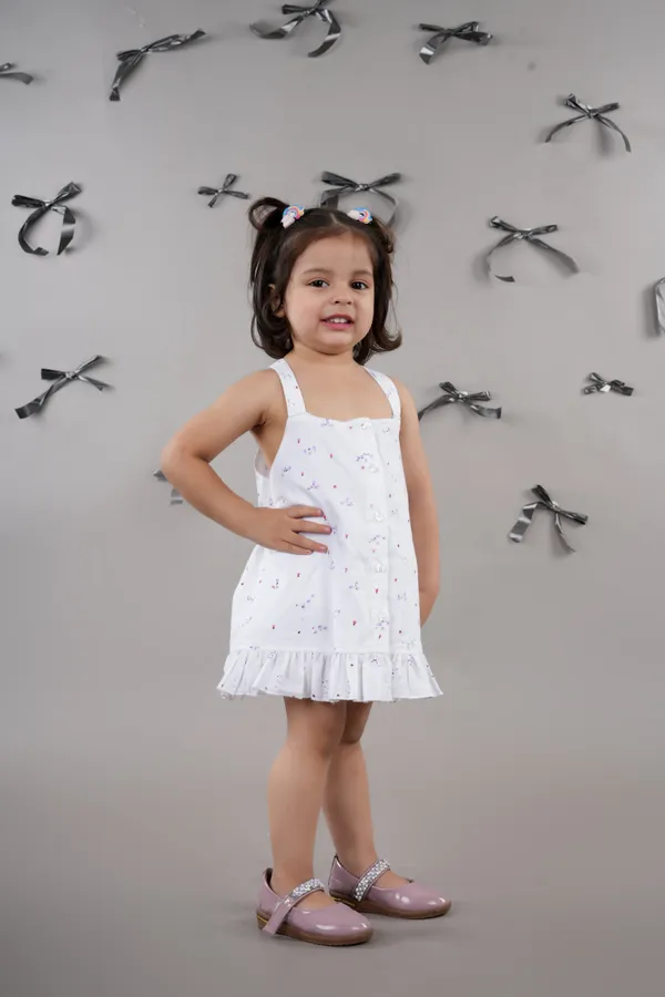 White_Cotton_Floral_Printed_Shoulder_Straps_Aline_Dress_For_Girls