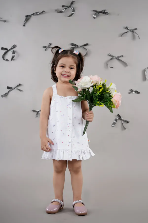 White_Cotton_Floral_Printed_Shoulder_Straps_Aline_Dress_For_Girls