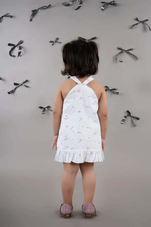 White_Cotton_Floral_Printed_Shoulder_Straps_Aline_Dress_For_Girls