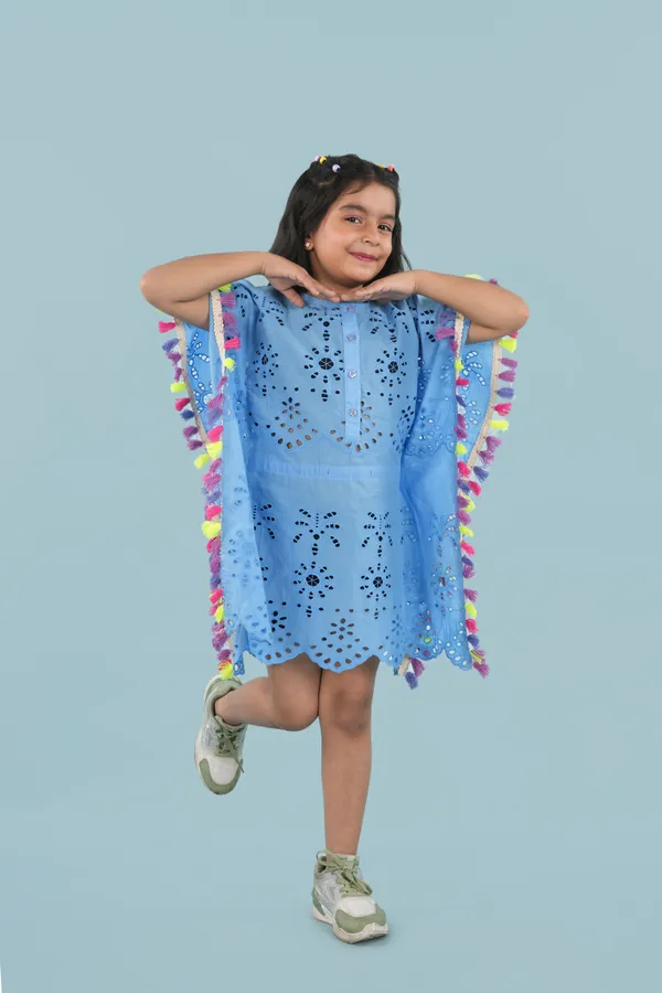 Blue_Cotton_Schiffli_Kaftan_With_Decorative_Lace_For_Girls
