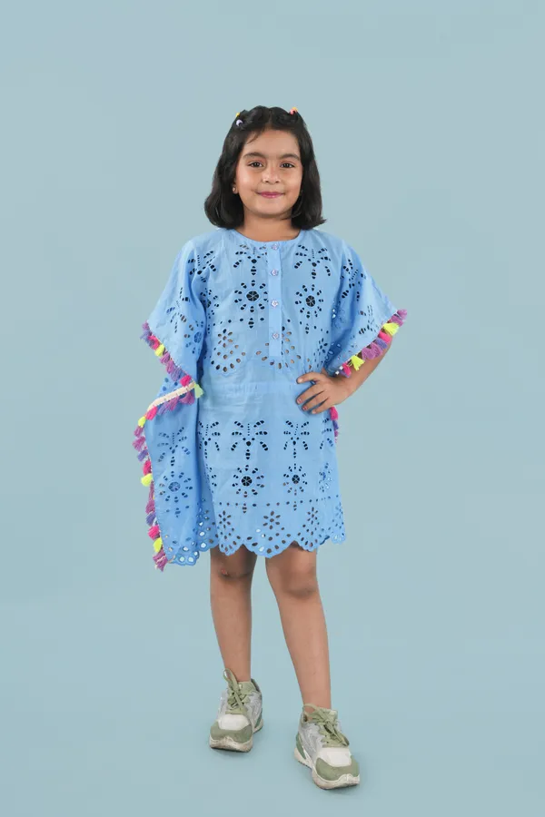 Blue_Cotton_Schiffli_Kaftan_With_Decorative_Lace_For_Girls