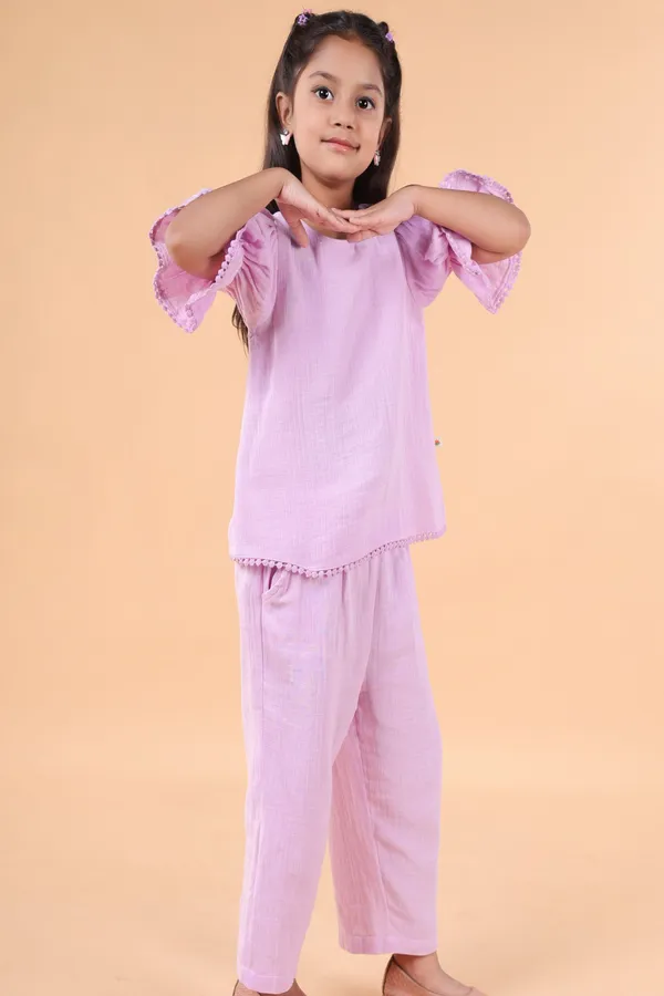 Orange_Cotton_Playful_Coord_Set_With_Lace_Detailing_For_Girls