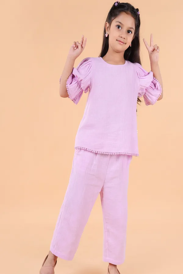 Orange_Cotton_Playful_Coord_Set_With_Lace_Detailing_For_Girls