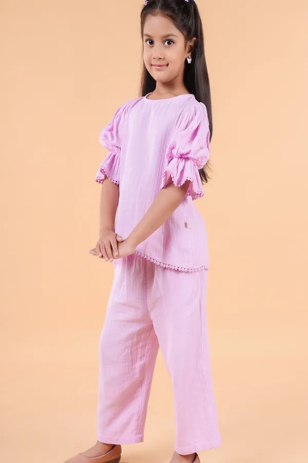 Orange_Cotton_Playful_Coord_Set_With_Lace_Detailing_For_Girls