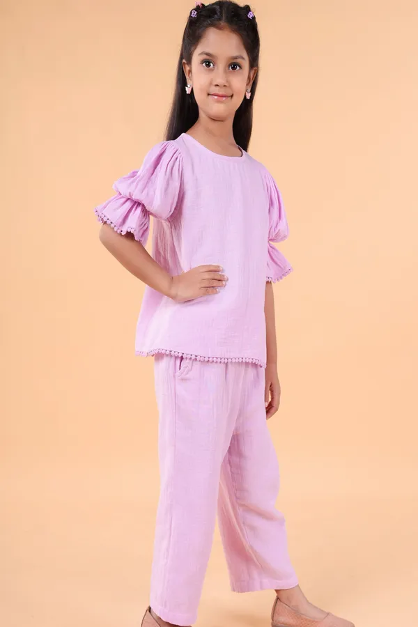 Orange_Cotton_Playful_Coord_Set_With_Lace_Detailing_For_Girls