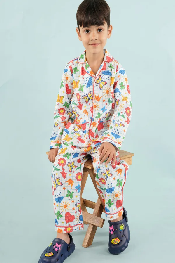 Multicolor_Cotton_Vibrant_Night_Suit_100%_For_Girls