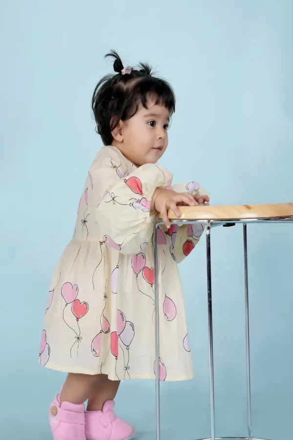Multicolor_Cotton_Conversational_Printed_Puff_Sleeves_Aline_Dress_For_Girls