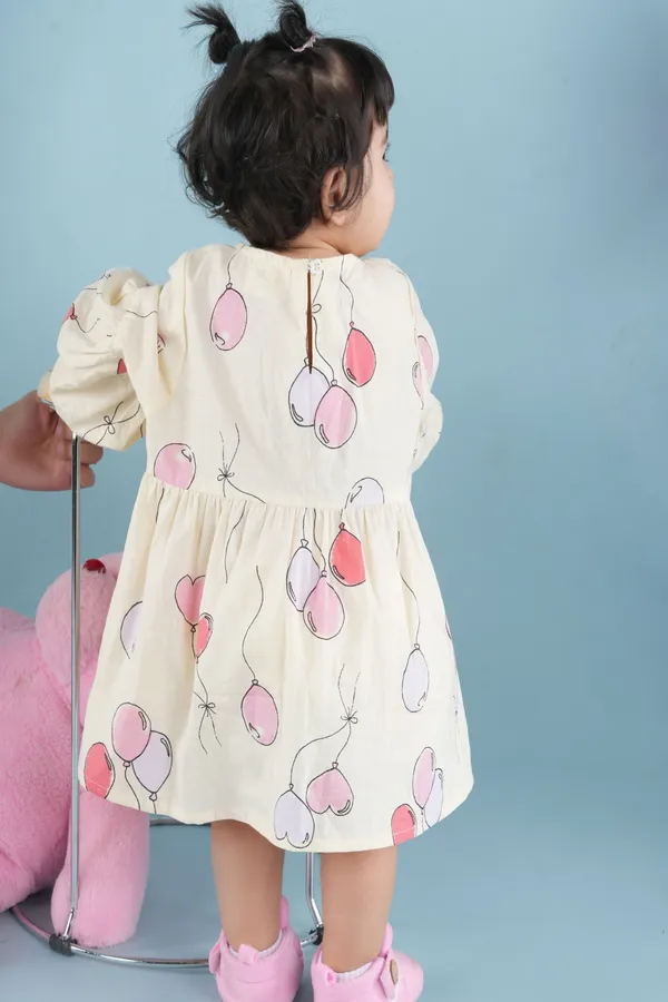 Multicolor_Cotton_Conversational_Printed_Puff_Sleeves_Aline_Dress_For_Girls