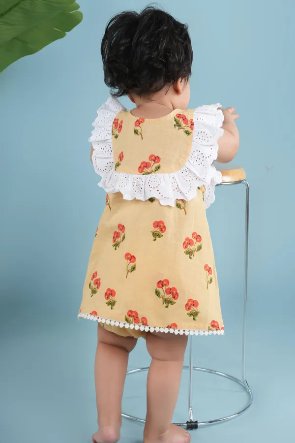 Multicolor_Cotton_Infants_Printed_Frill_Dress_With_Bloomer_For_Girls