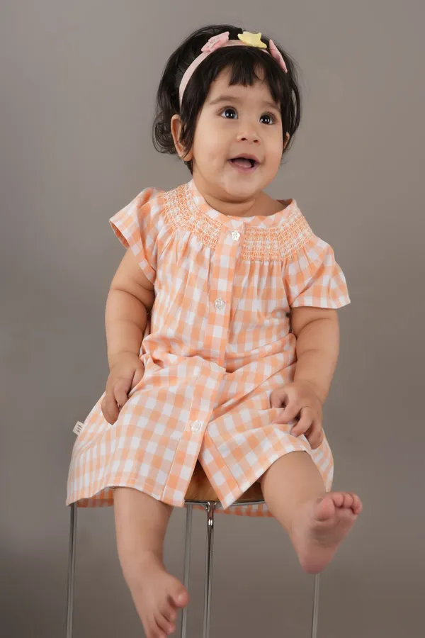 Multicolor_Cotton_Fancy_Neck_Smocked_Yarn_Dyed_Dress_For_Infant