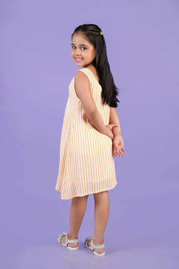 Yellow_Cotton_Yarn_Dyed_Lurex_Dress_For_Girl