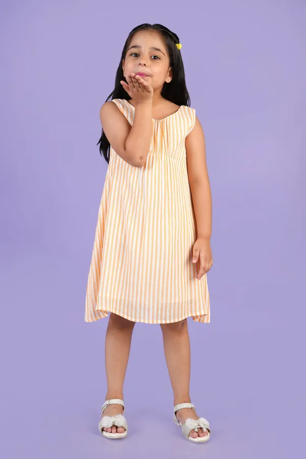 Yellow_Cotton_Yarn_Dyed_Lurex_Dress_For_Girl