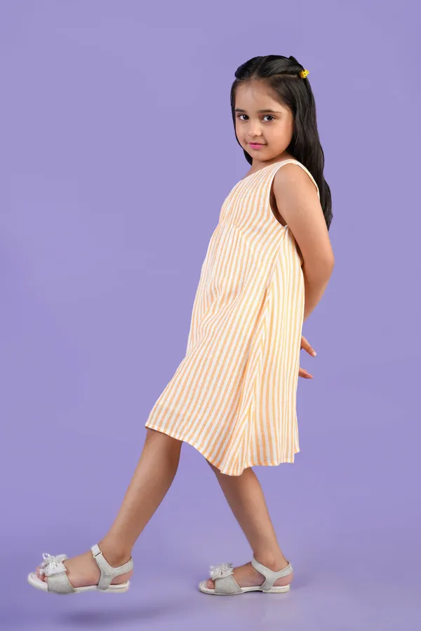 Yellow_Cotton_Yarn_Dyed_Lurex_Dress_For_Girl