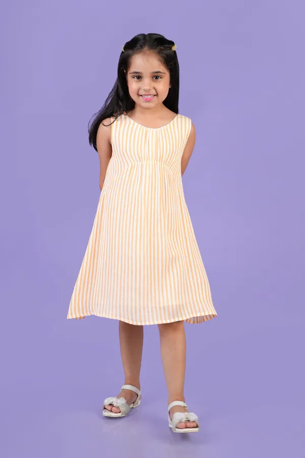 Yellow_Cotton_Yarn_Dyed_Lurex_Dress_For_Girl