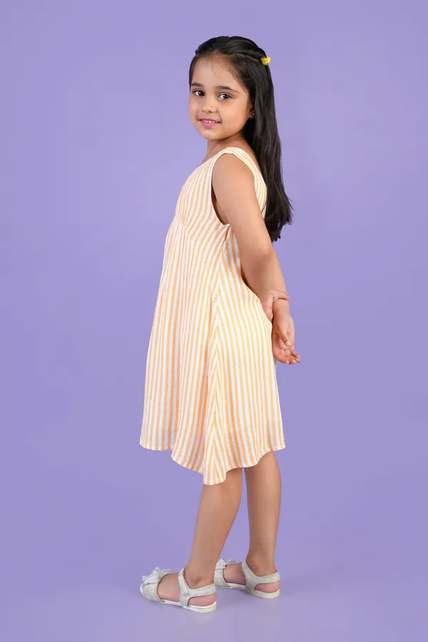 Yellow_Cotton_Yarn_Dyed_Lurex_Dress_For_Girl