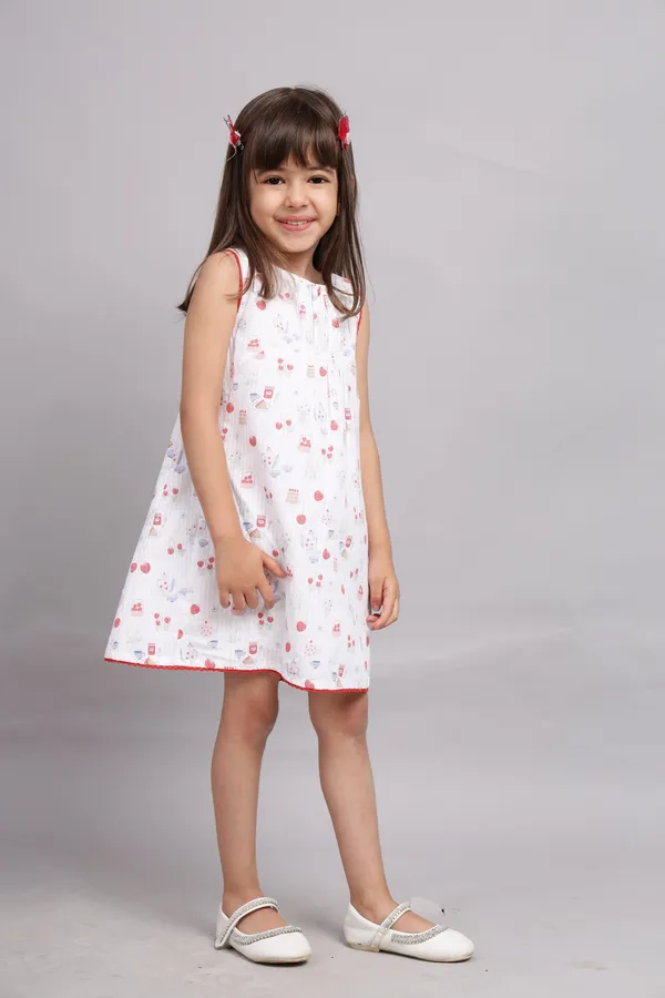White_Cotton_Dress_With_Digital_Print_And_Border_For_Girl