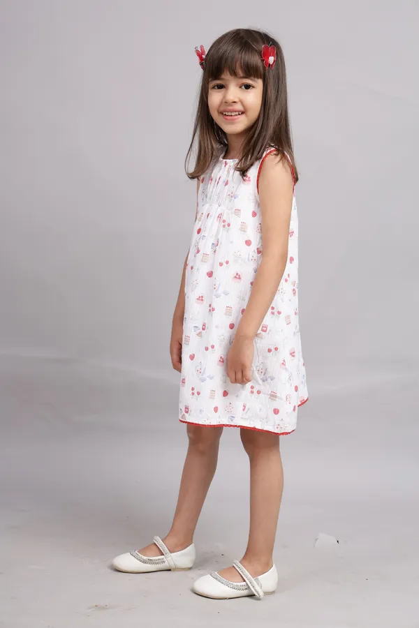 White_Cotton_Dress_With_Digital_Print_And_Border_For_Girl
