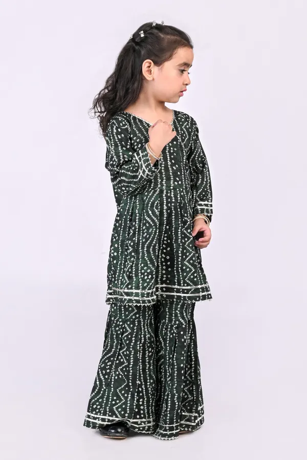 Green_Cotton_Bandhej_Sharara_Set_For_Girls