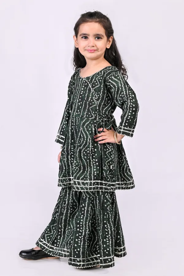 Green_Cotton_Bandhej_Sharara_Set_For_Girls