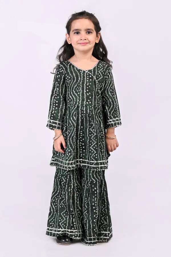 Green_Cotton_Bandhej_Sharara_Set_For_Girls