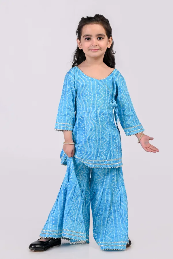 Blue_Cotton_Bandhej_Sharara_Set_For_Girls
