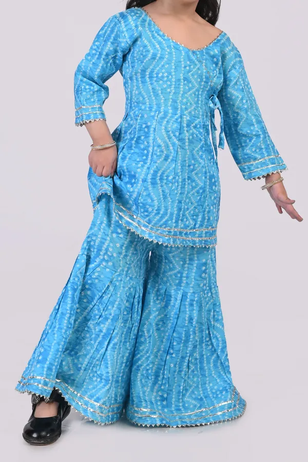 Blue_Cotton_Bandhej_Sharara_Set_For_Girls