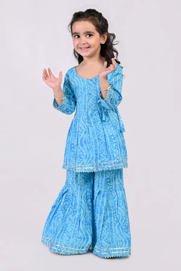 Blue_Cotton_Bandhej_Sharara_Set_For_Girls