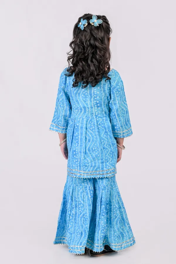 Blue_Cotton_Bandhej_Sharara_Set_For_Girls