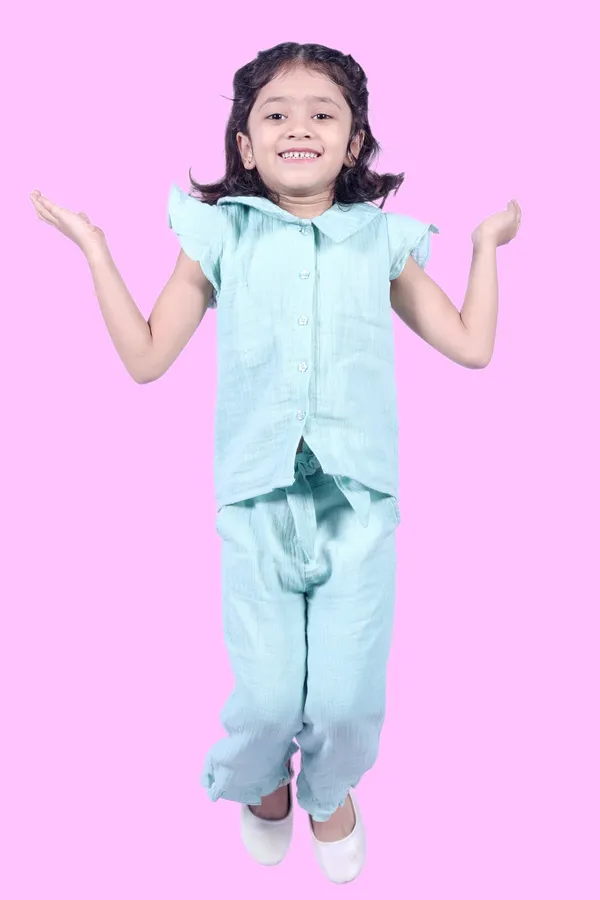 Sea_Green_Cotton_Sea_Solid_Coord_Set_For_Girls