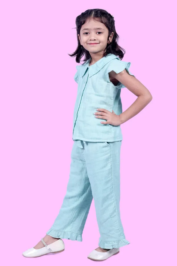 Sea_Green_Cotton_Sea_Solid_Coord_Set_For_Girls
