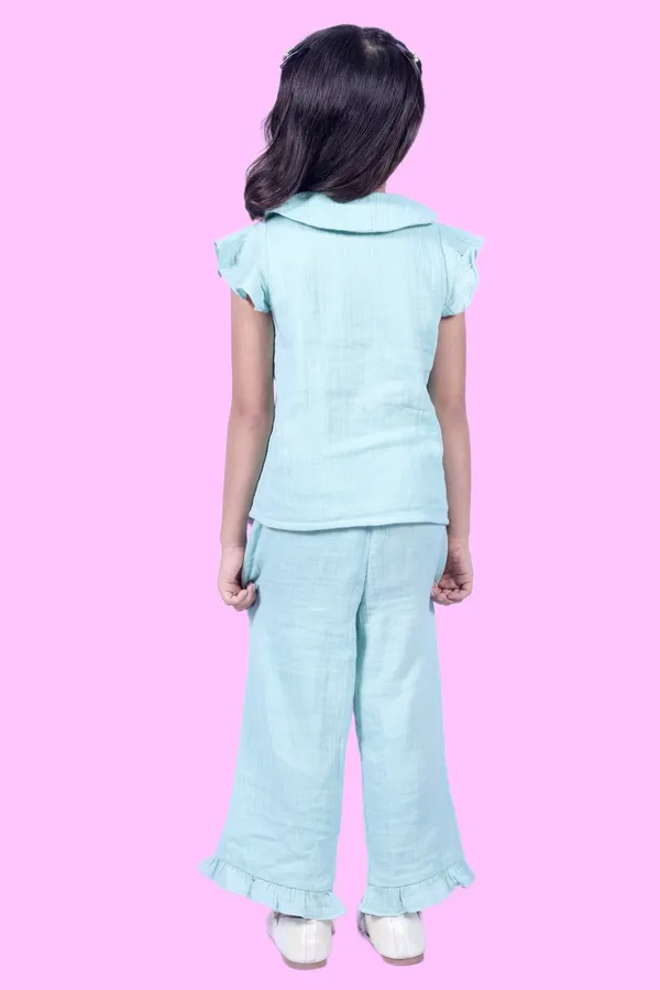 Sea_Green_Cotton_Sea_Solid_Coord_Set_For_Girls