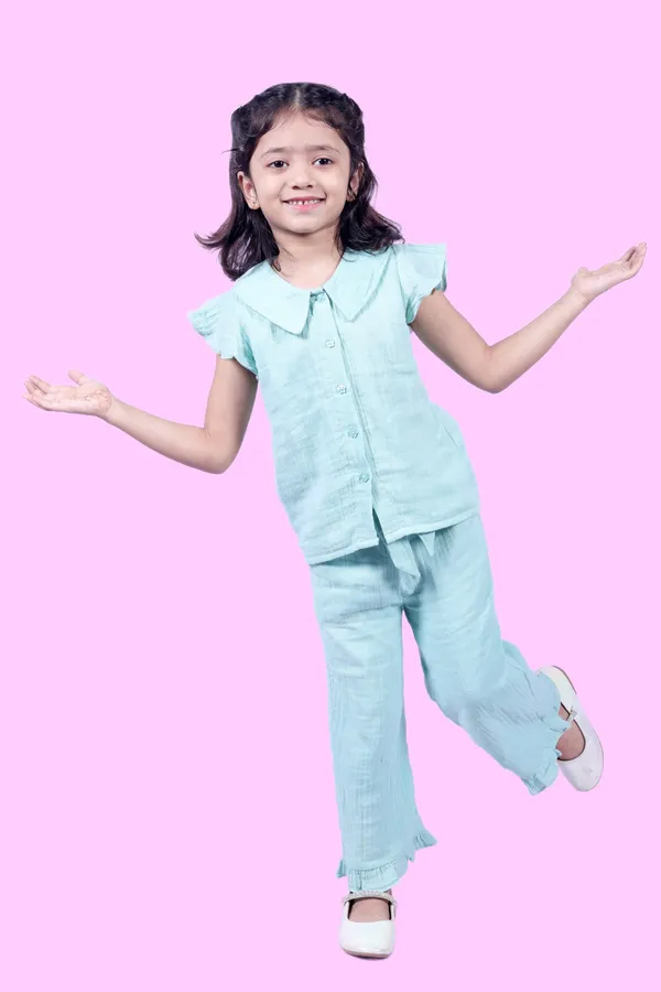 Sea_Green_Cotton_Sea_Solid_Coord_Set_For_Girls