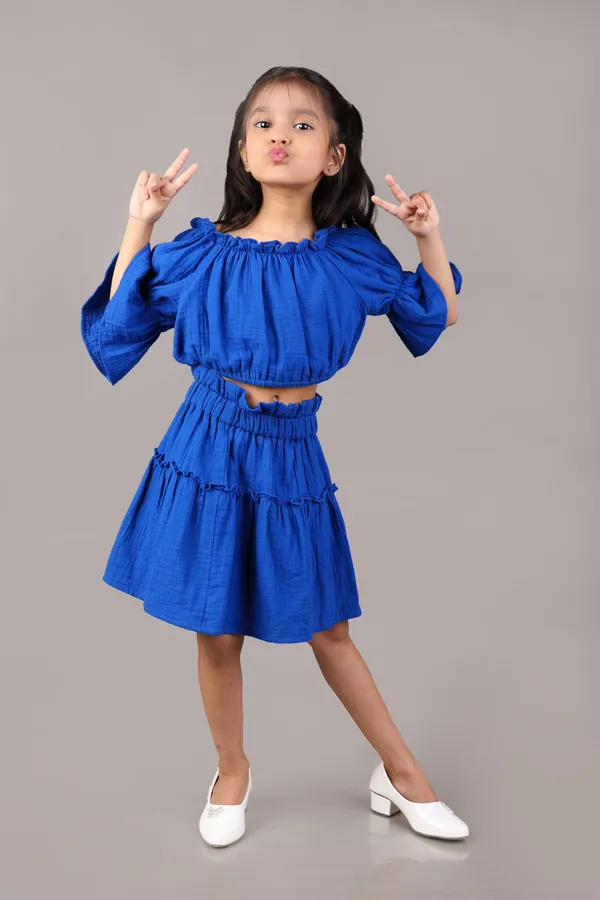 Sea_Green_Cotton_Royal_Double_Cloth_Top/Skirt_Set_For_Girls