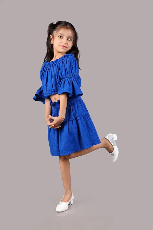 Sea_Green_Cotton_Royal_Double_Cloth_Top/Skirt_Set_For_Girls
