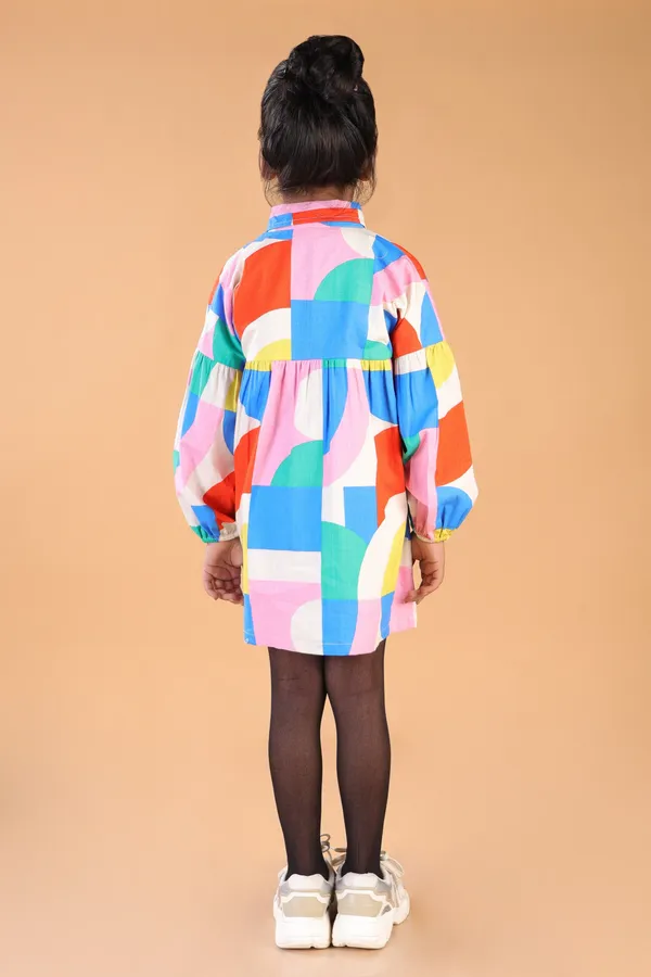Multicolor_Cotton_Abstract_Print_Full_Sleeves_Dress_For_Girls