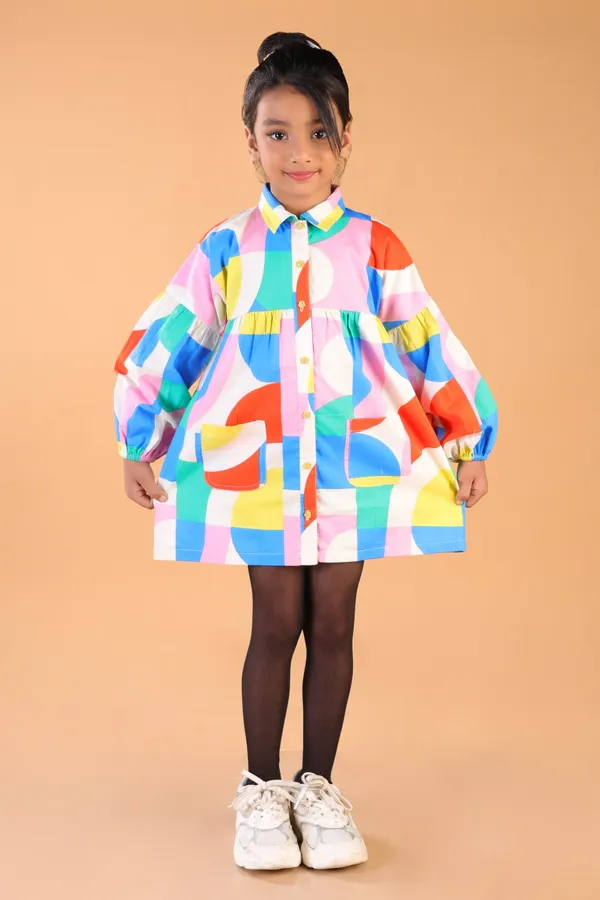 Multicolor_Cotton_Abstract_Print_Full_Sleeves_Dress_For_Girls