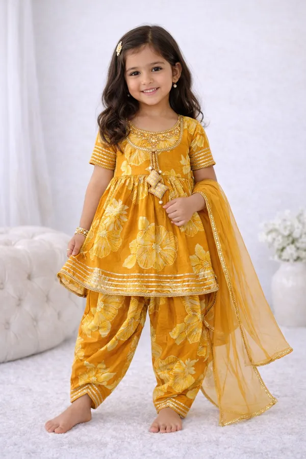 Yellow_Little_Garden_Cotton_Co-Ord_Set_For_Girls